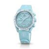 MoonSwatch ljusblå/vit gummirem