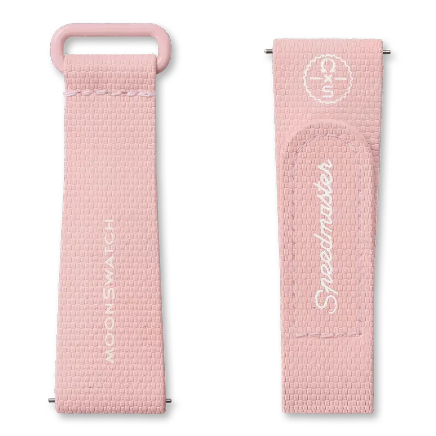 MoonSwatch ljusrosa/vitt gummiband