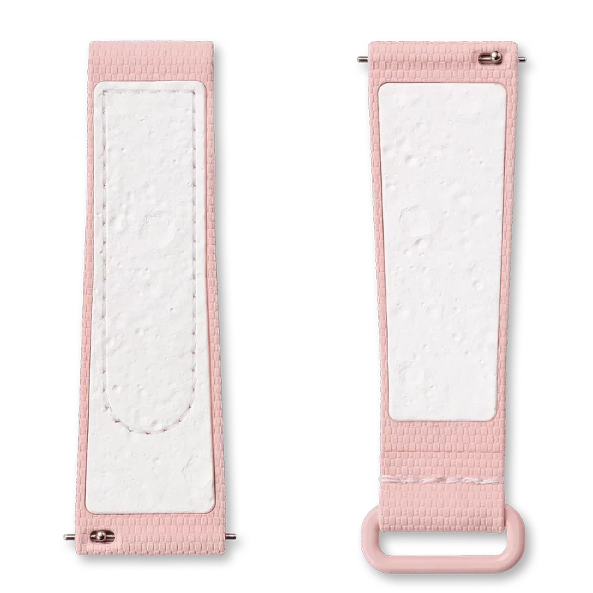 MoonSwatch ljusrosa/vitt gummiband