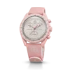 MoonSwatch ljusrosa/vitt gummiband