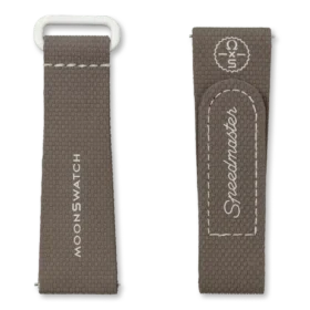 MoonSwatch mörkbrunt/sandfärgat gummiband
