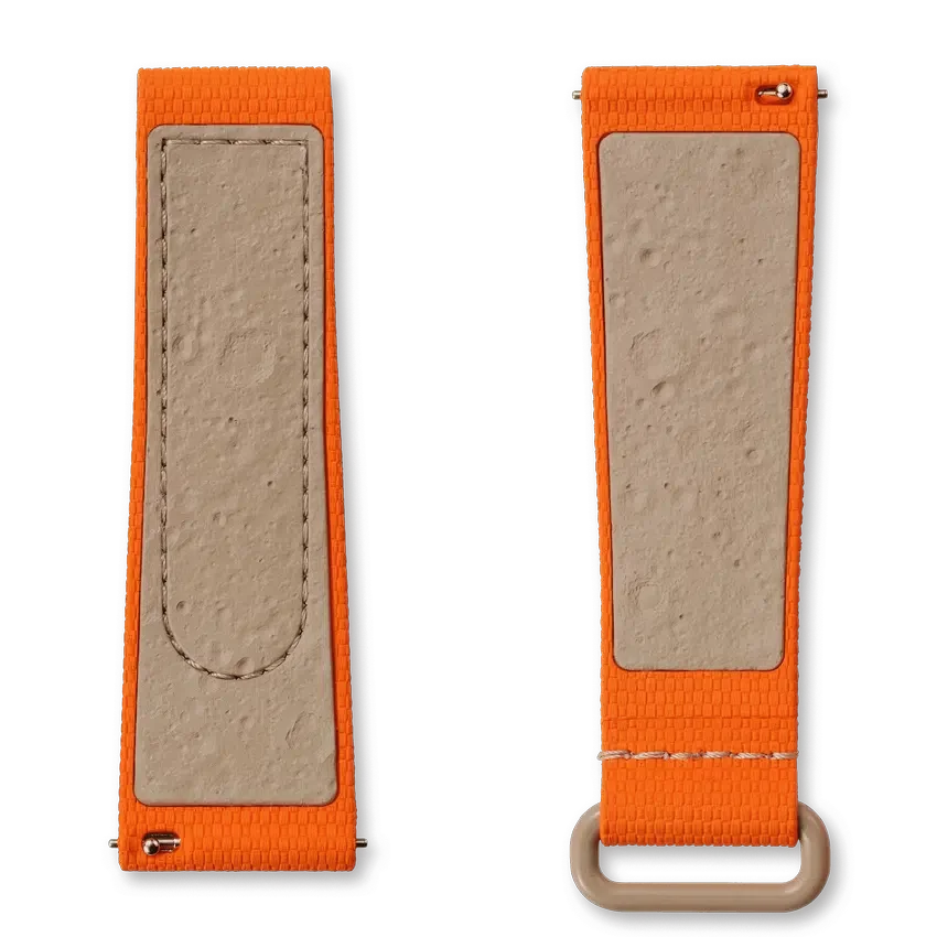 MoonSwatch orange/sandfärgat gummiband