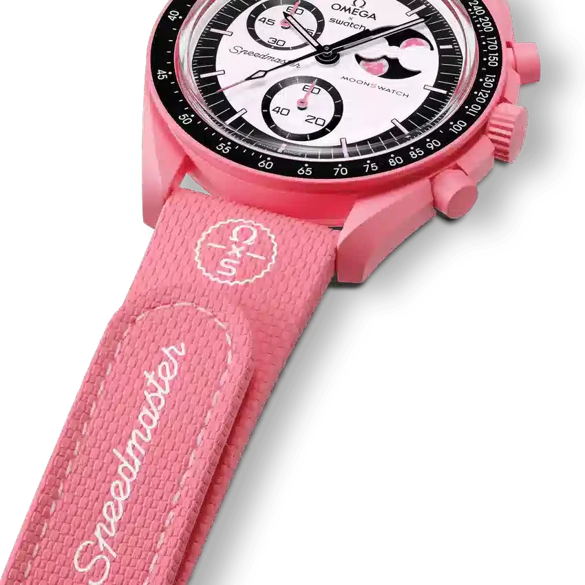 MoonSwatch rosa/rosa gummi