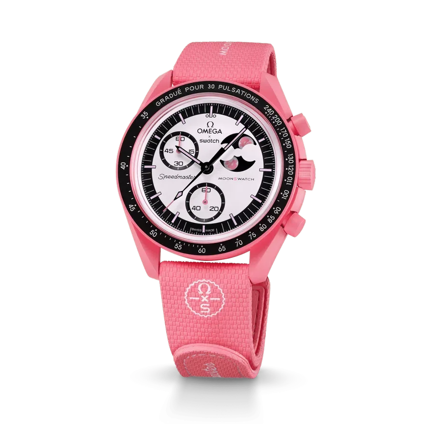 MoonSwatch rosa/rosa gummi