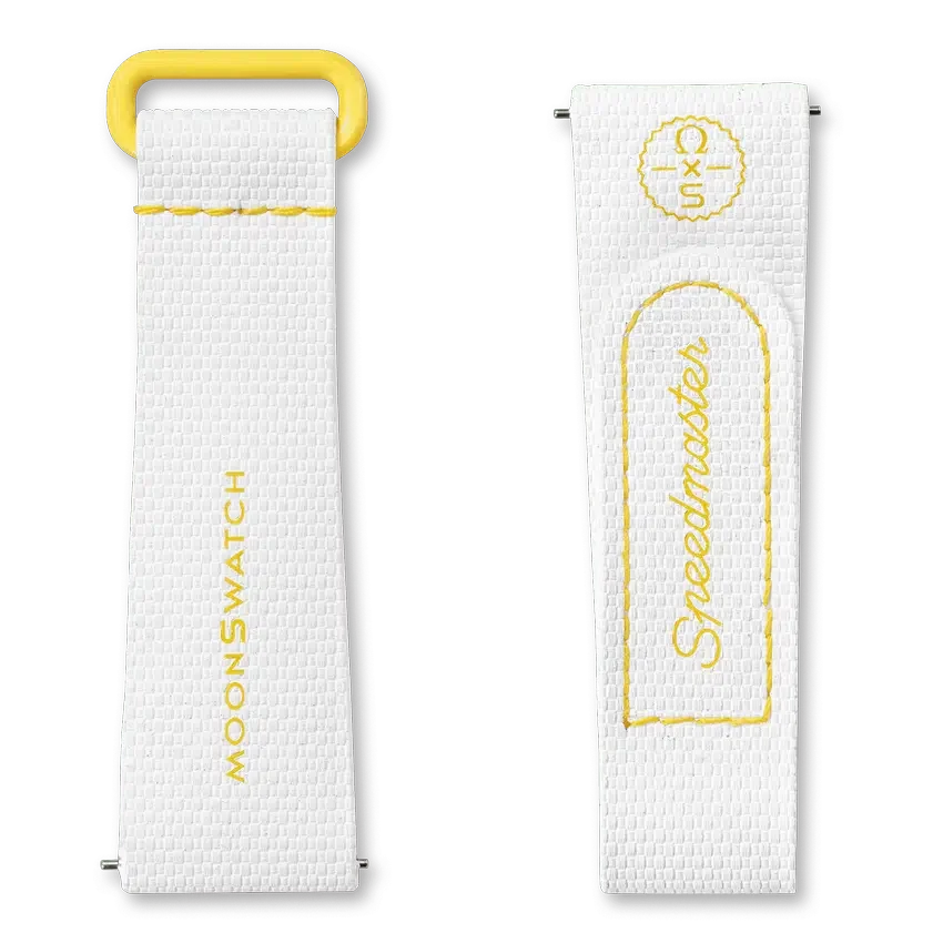 MoonSwatch vitt/gult gummiband