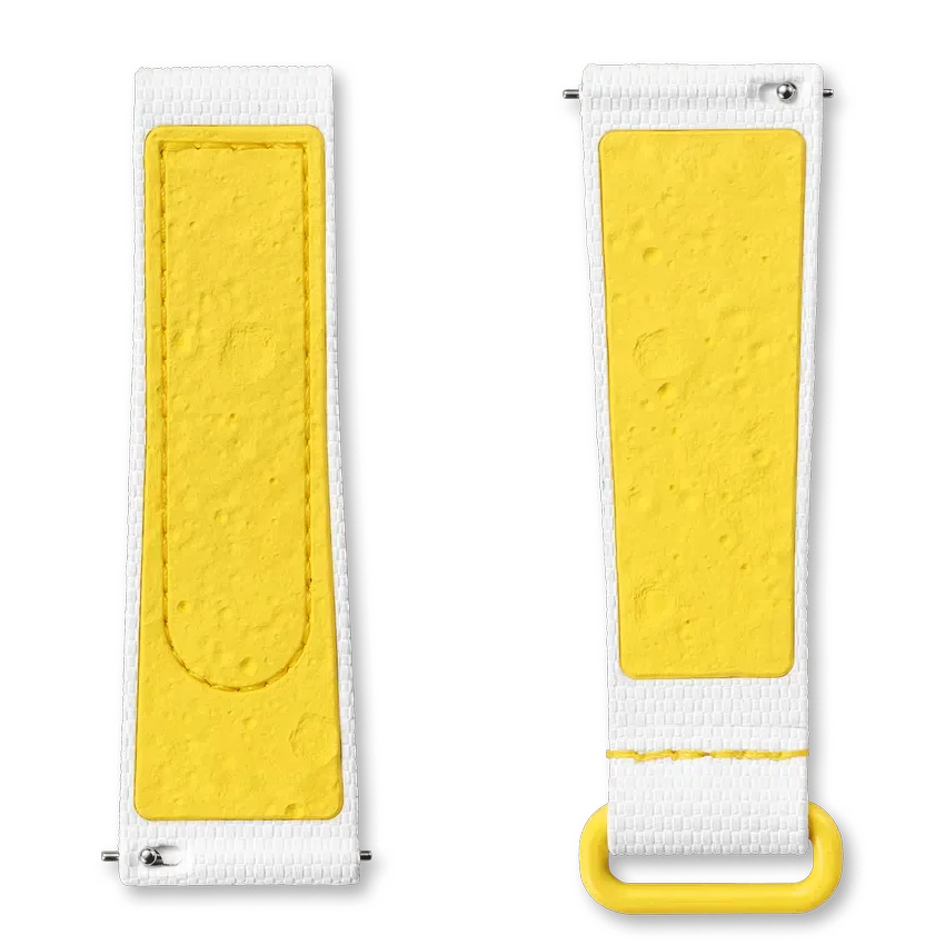 MoonSwatch vitt/gult gummiband